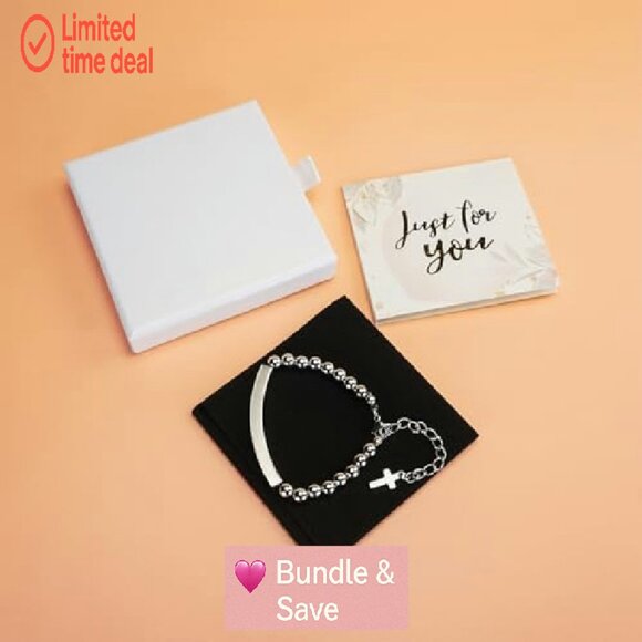 Stainless Steel Beaded Cross Bracelet with Bible Verse, Adjustable Fit - Picture 6 of 8